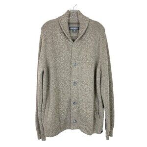 Eddie Bauer Men's Wool Blend Cardigan Sweater Size XL Brown Shawl Neck